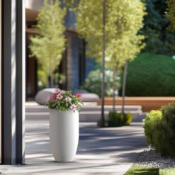 Sapcrete Lightweight 13.5 in. x 24.5 in. Crisp White Extra Large Tall Round Concrete Plant Pot/Planter for Indoor and Outdoor