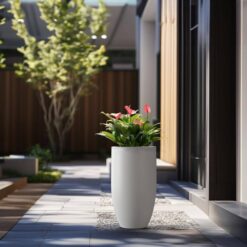 Sapcrete Lightweight 13.5 in. x 24.5 in. Crisp White Extra Large Tall Round Concrete Plant Pot/Planter for Indoor and Outdoor