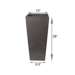 Arcadia Garden Products Contempo Tall Square 13 in. x 13 in. x 28 in. Dark Charcoal PSW Pot