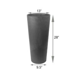Arcadia Garden Products Contempo Tall Round 13 in. x 28 in. Dark Charcoal Marble PSW Planter