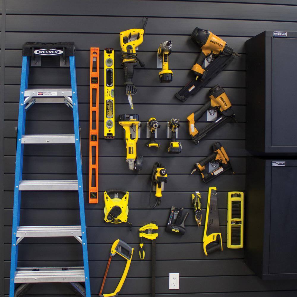 Proslat 48 in. H x 96 in. W Slat Wall Panel Set Charcoal (2-Pack)