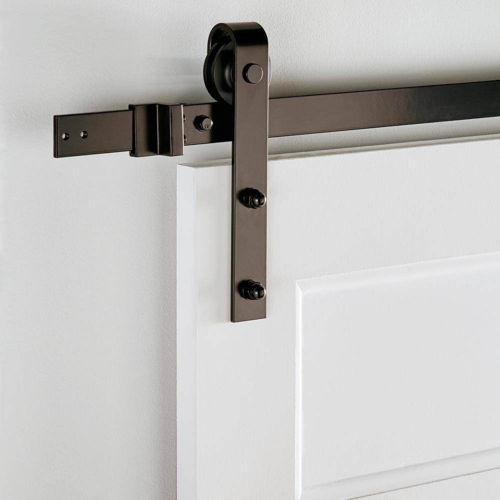 Everbilt 72 in. Dark Oil-Rubbed Bronze Strap Sliding Barn Door Track and Hardware Kit