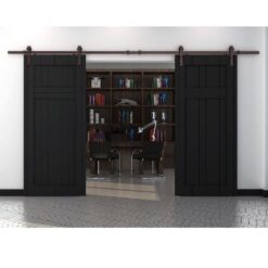 Everbilt 72 in. Dark Oil-Rubbed Bronze Strap Sliding Barn Door Track and Hardware Kit