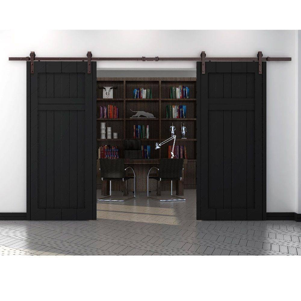 Everbilt 72 in. Dark Oil-Rubbed Bronze Strap Sliding Barn Door Track and Hardware Kit