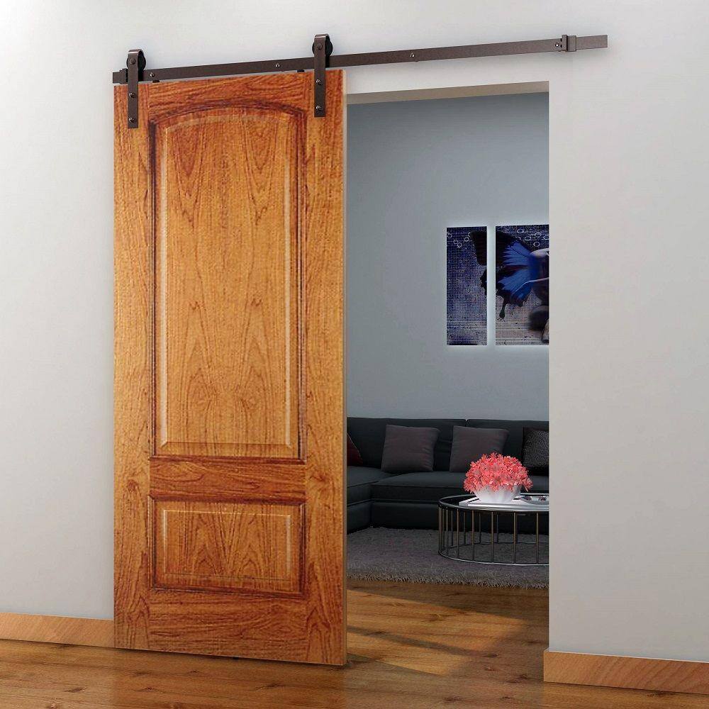 Everbilt 72 in. Dark Oil-Rubbed Bronze Strap Sliding Barn Door Track and Hardware Kit