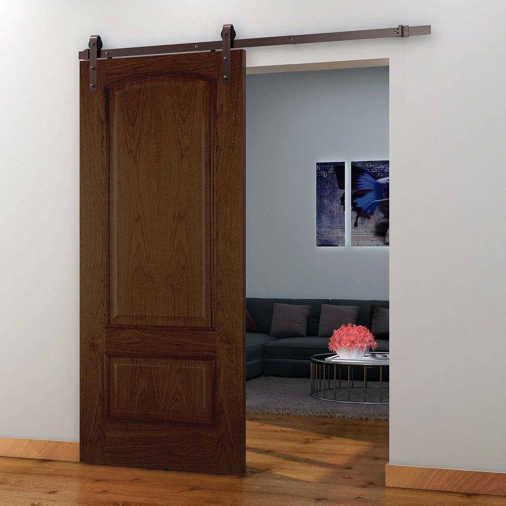 Everbilt 72 in. Dark Oil-Rubbed Bronze Strap Sliding Barn Door Track and Hardware Kit