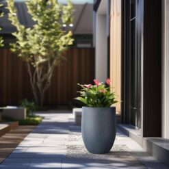 Sapcrete 17 in. Large Deep Charcoal Concrete Round planter / Pot with drainage holes