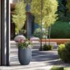 Sapcrete 17 in. Large Deep Charcoal Concrete Round planter / Pot with drainage holes