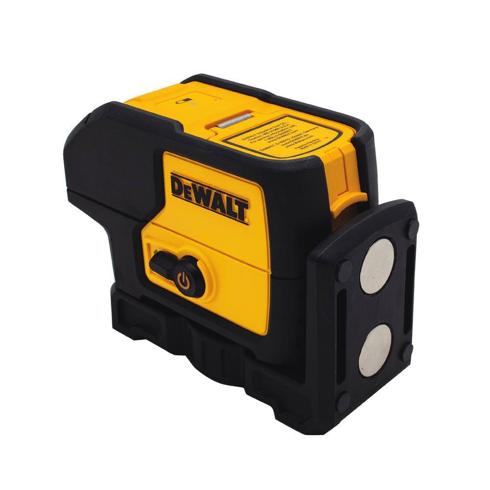 DEWALT 100 ft. Green Self-Leveling 3-Spot Laser Level with (2) AA Batteries & Case