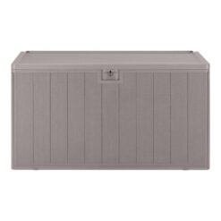 Hampton Bay 110 Gal. Grey Resin Wood Look Outdoor Storage Deck Box with Lockable Lid