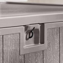 Hampton Bay 110 Gal. Grey Resin Wood Look Outdoor Storage Deck Box with Lockable Lid