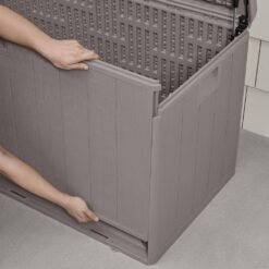 Hampton Bay 110 Gal. Grey Resin Wood Look Outdoor Storage Deck Box with Lockable Lid
