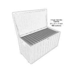 Hampton Bay 110 Gal. Grey Resin Wood Look Outdoor Storage Deck Box with Lockable Lid