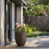 Morrava 17 in. Large Earthy Brown Concrete Round Planter / Pot with Drainage Holes