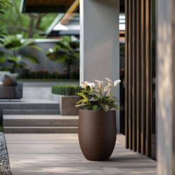 KANTE 32 in. Long Rectangular Pure White Concrete Metal Indoor Outdoor Planter Pot, w/Drainage Hole for Patio, Home and Garden
