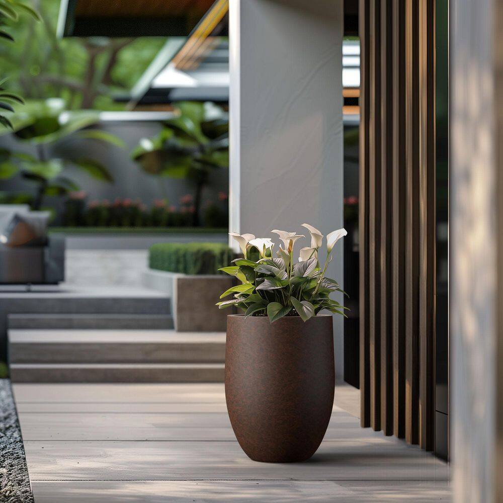 KANTE 32 in. Long Rectangular Pure White Concrete Metal Indoor Outdoor Planter Pot, w/Drainage Hole for Patio, Home and Garden