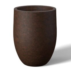 Morrava 17 in. Large Earthy Brown Concrete Round Planter / Pot with Drainage Holes