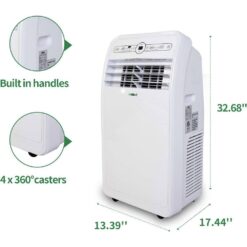 Edendirect 12,000 BTU (7,500 BTU DOE) Portable Air Conditioner Cools 400 sq. ft. with Heater, Dehumidifier, Remote & Window Kit