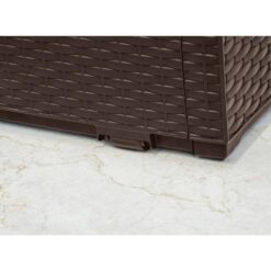 Keter Capri 80 Gal. Brown Durable Resin Plastic Deck Box Outdoor Storage For Patio Lawn and Garden