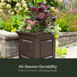 Mayne Nantucket 20 in. Square Self-Watering Espresso Polyethylene Planter