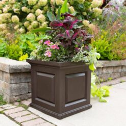 Mayne Nantucket 20 in. Square Self-Watering Espresso Polyethylene Planter