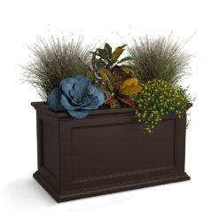 Mayne Fairfield 20 in. x 36 in. Self-Watering Espresso Polyethylene Planter