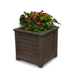 Mayne Lakeland 20in Square Self-Watering Espresso Polyethylene Planter