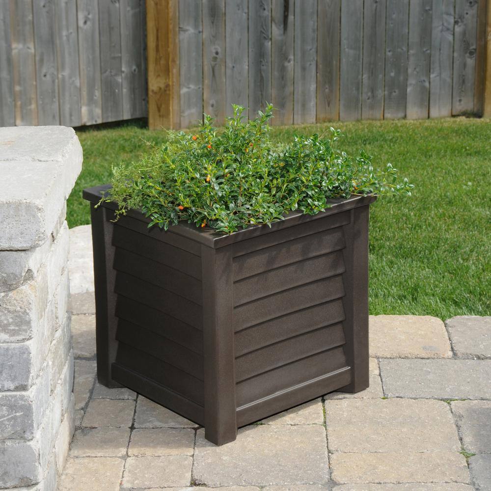 Mayne Lakeland 20in Square Self-Watering Espresso Polyethylene Planter