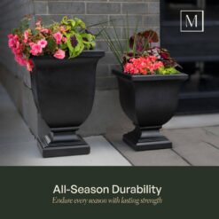 Mayne Augusta 26 in. Tall Self-Watering Espresso Polyethylene Planter