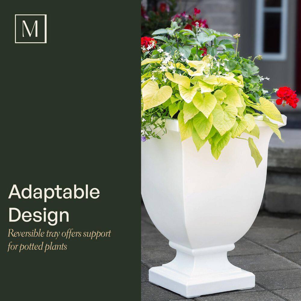 Mayne Augusta 26 in. Tall Self-Watering Espresso Polyethylene Planter
