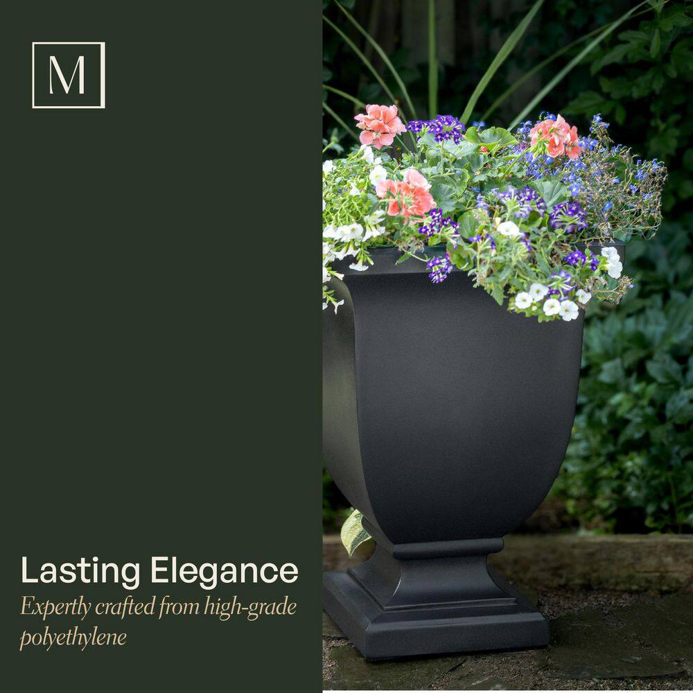 Mayne Augusta 26 in. Tall Self-Watering Espresso Polyethylene Planter