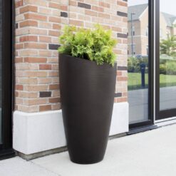 Mayne Modesto 42 in. Round Espresso Polyethylene Planter