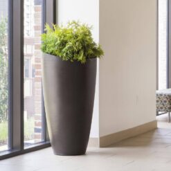 Mayne Modesto 42 in. Round Espresso Polyethylene Planter