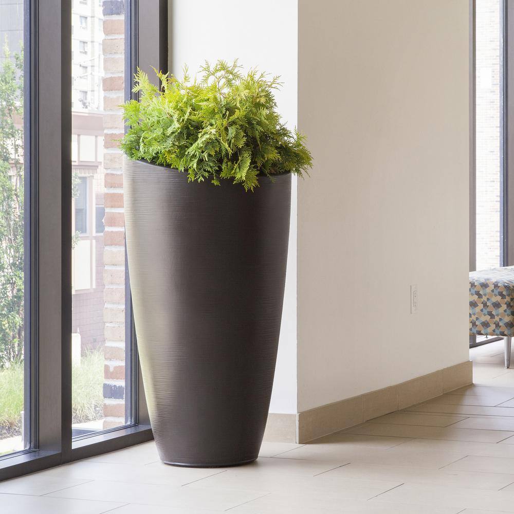 Mayne Modesto 42 in. Round Espresso Polyethylene Planter