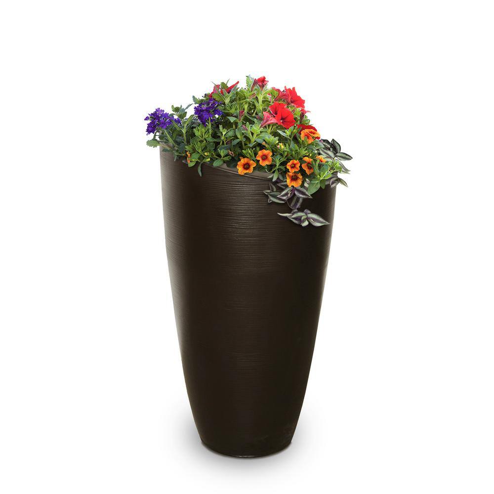 Mayne Modesto 42 in. Round Espresso Polyethylene Planter