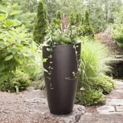 Mayne Modesto 42 in. Round Espresso Polyethylene Planter