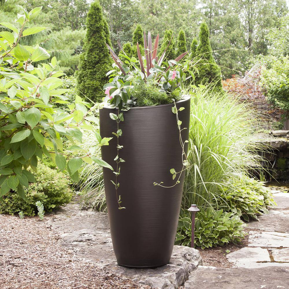 Mayne Modesto 42 in. Round Espresso Polyethylene Planter