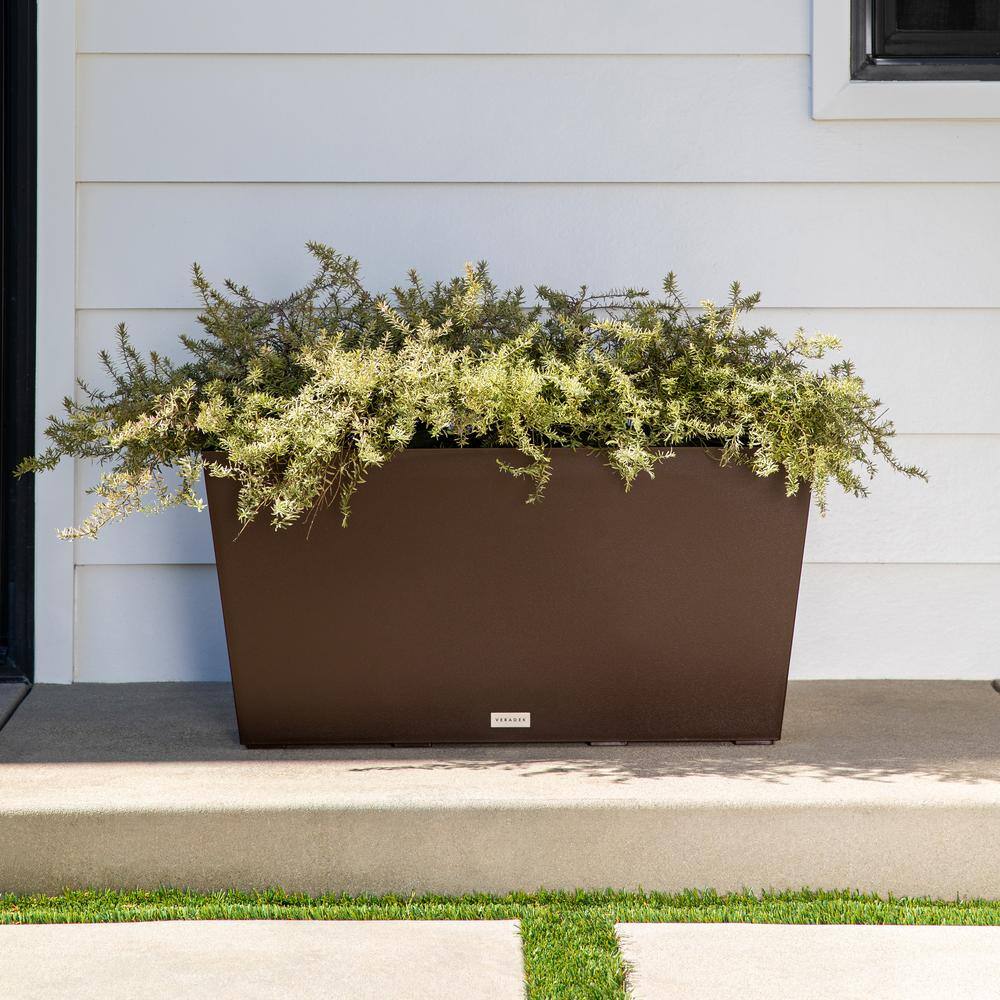 Veradek Midori 39 in. Espresso Plastic Long Trough Planter