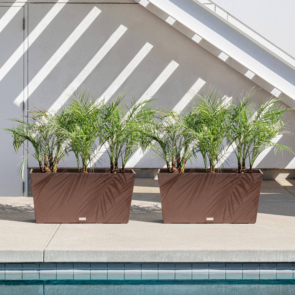 Veradek Midori 39 in. Espresso Plastic Long Trough Planter (2-Pack)