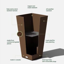Veradek Midland 30 in. Espresso Plastic Tall Square Planter (2-Pack)