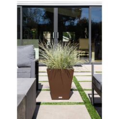 Veradek Nobleton 22 in. Espresso Plastic Square Planter (2-Pack)