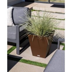 Veradek Nobleton 22 in. Espresso Plastic Square Planter (2-Pack)