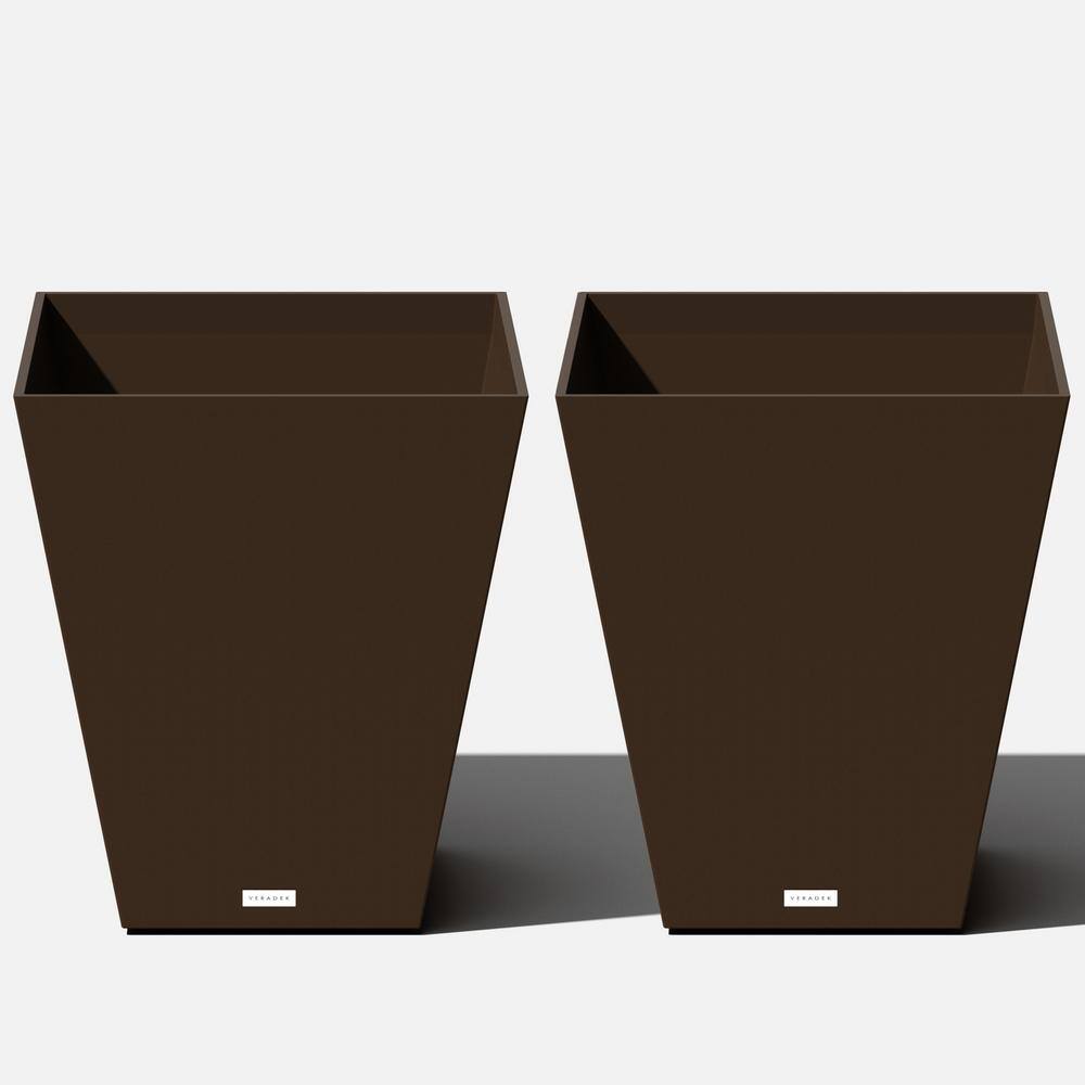 Veradek Nobleton 22 in. Espresso Plastic Square Planter (2-Pack)