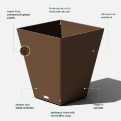 Veradek Nobleton 22 in. Espresso Plastic Square Planter (2-Pack)
