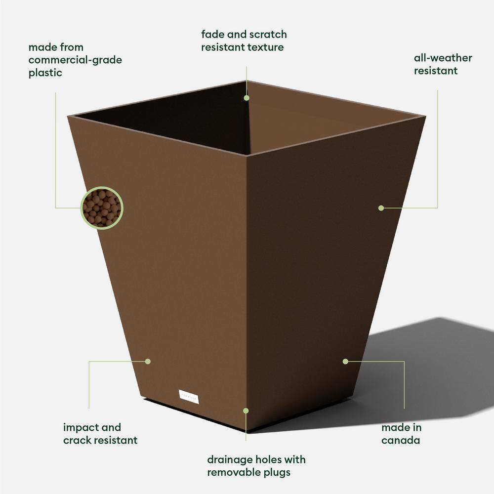 Veradek Nobleton 22 in. Espresso Plastic Square Planter (2-Pack)