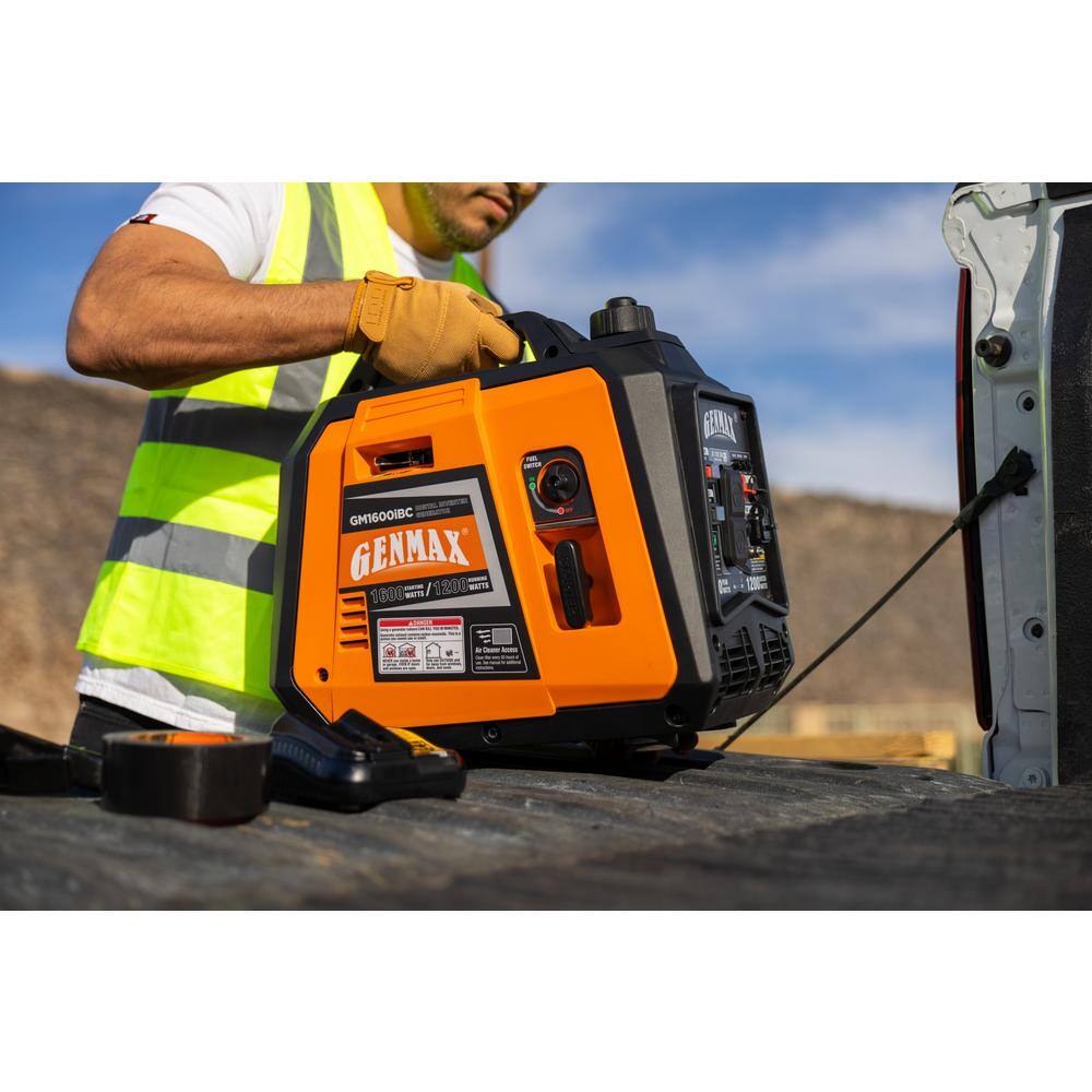 GENMAX 1600-Watt Recoil Start Gasoline Powered Inverter Generator Ultra Light-weight Super Quiet With 57CC OHV Engine