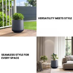 Sapcrete Lightweight 15.5in. x 17.5in. Granite Gray Extra Large Tall Round Concrete Plant Pot/Planter for Indoor & Outdoor