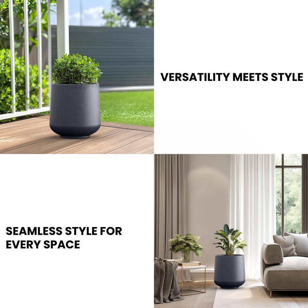 Sapcrete Lightweight 15.5in. x 17.5in. Granite Gray Extra Large Tall Round Concrete Plant Pot/Planter for Indoor & Outdoor