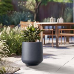 Sapcrete Lightweight 15.5in. x 17.5in. Granite Gray Extra Large Tall Round Concrete Plant Pot/Planter for Indoor & Outdoor