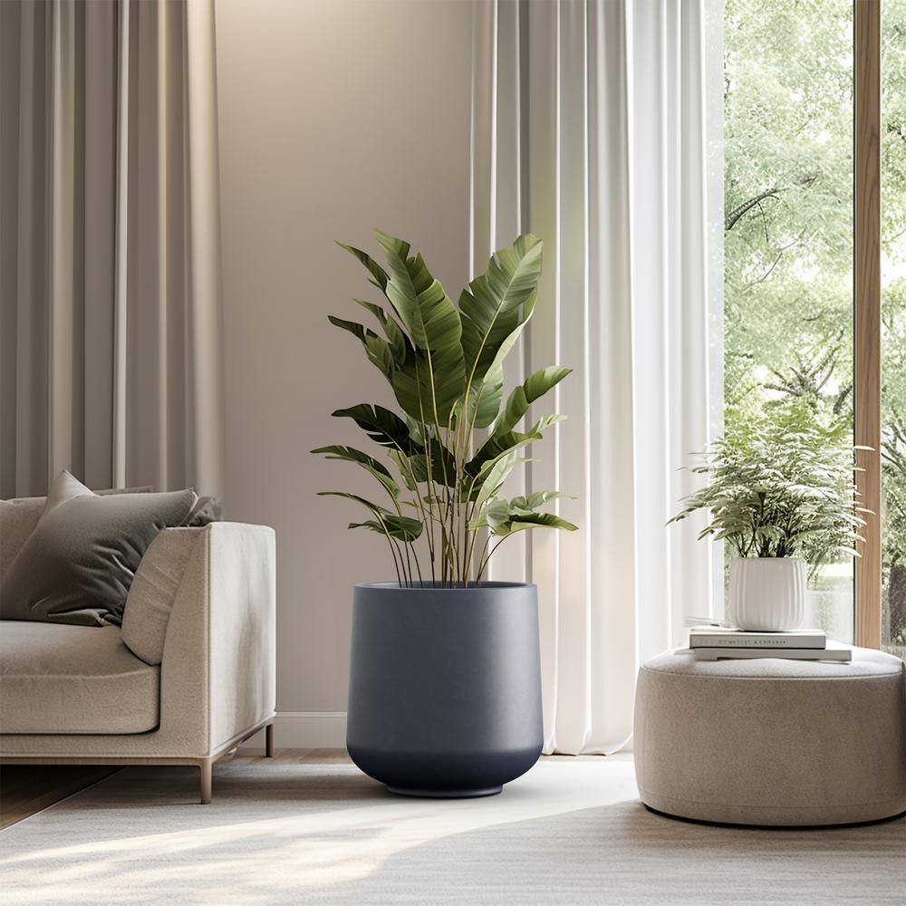Sapcrete Lightweight 15.5in. x 17.5in. Granite Gray Extra Large Tall Round Concrete Plant Pot/Planter for Indoor & Outdoor